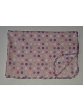 Parent's Choice Pink Polka Dots Fleece Baby Blanket 30x40 White Purple Green